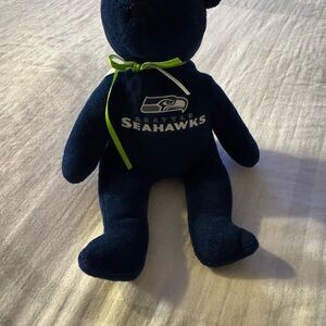 Seattle Seahawks Navy Plush Bear with Green Ribbon